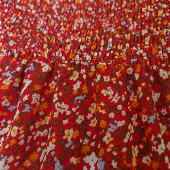 White Birch Smocked Maxi Dress Womens SZ 3X Floral Tiered Burn Orange Milkmaid - Picture 9 of 13